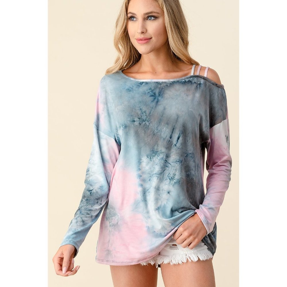 Blumin Tie Dye Strappy Top, Blue